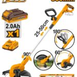 حشاشة بطارية 20 فولت 300 مم احترافي مع بطارية ليثيوم 2.0Ah وشاحن