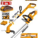 مجموعة حشاشة 20 فولت احترافي مع مقص شجر و2 بطارية ليثيوم 2.0Ah وشاحن (2 قطعة)