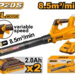 منفاخ بطارية براشلس 20 فولت احترافي مع 2 بطارية ليثيوم 2.0Ah وشاحن