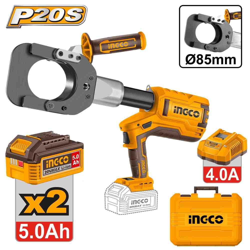 image138.jpeg قطاعة كابلات 85 مم احترافي مع 2 بطارية ليثيوم 5.0Ah وشاحن 4A وصندوق - Image 1