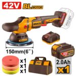 بوليش بطارية 42 فولت 150 مم براشلس احترافي مع بطارية ليثيوم 2.0Ah وشاحن