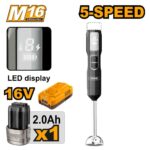 خلاط يدوي بطارية 16 فولت احترافي مع بطارية ليثيوم 2.0Ah وشاحن