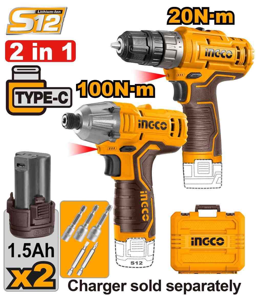 image170.jpeg مجموعة مقدح بطارية 12 فولت احترافي مع 2 بطارية ليثيوم 1.5Ah وشاحن وشنطة (2 قطعة) - Image 1