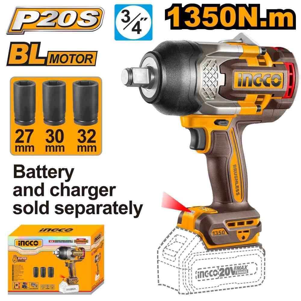 image23.jpeg فرد شد بطارية 20 فولت 1350 نيوتن براشلس بدون بطارية وشاحن احترافي - Image 1