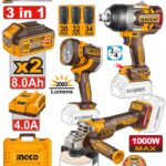 مجموعة فرد شد 20 فولت احترافي مع صاروخ وكشاف و2 بطارية ليثيوم 8.0Ah وشاحن وشنطة