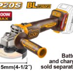 صاروخ بطارية 20 فولت 1200W 115 مم براشلس بدون بطارية وشاحن احترافي