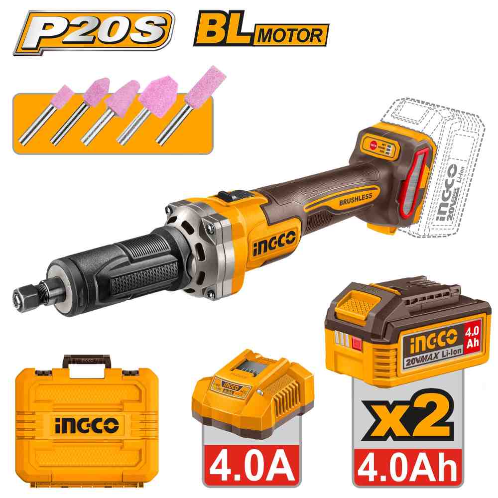 image39.jpeg جلاخ بطارية 20 فولت 6 مم براشلس احترافي مع 2 بطارية ليثيوم 4.0Ah وشاحن وشنطة - Image 1