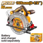 منشار دائري بطارية 20 فولت 165 مم براشلس بدون بطارية وشاحن احترافي