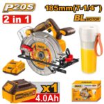 مجموعة منشار دائري 20 فولت احترافي مع خلاط وبطارية ليثيوم 4.0Ah وشاحن (2 قطعة)