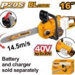 منشار جنزير بطارية براشلس 40 فولت 16" بدون بطارية وشاحن احترافي