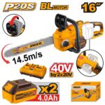 منشار جنزير بطارية براشلس 40 فولت 16" احترافي مع 2 بطارية